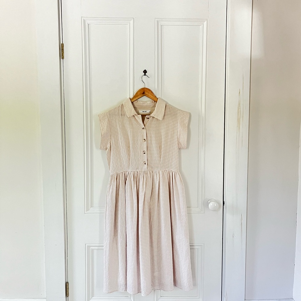 Mod Ref Button Up Gingham Dress